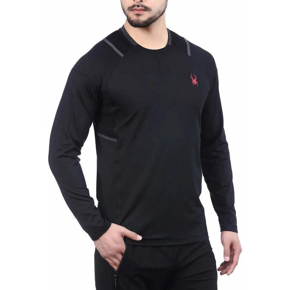 Spyder Men's Large Black Active Long Sleeve ProWeb Microfleece Tee T-Shirt